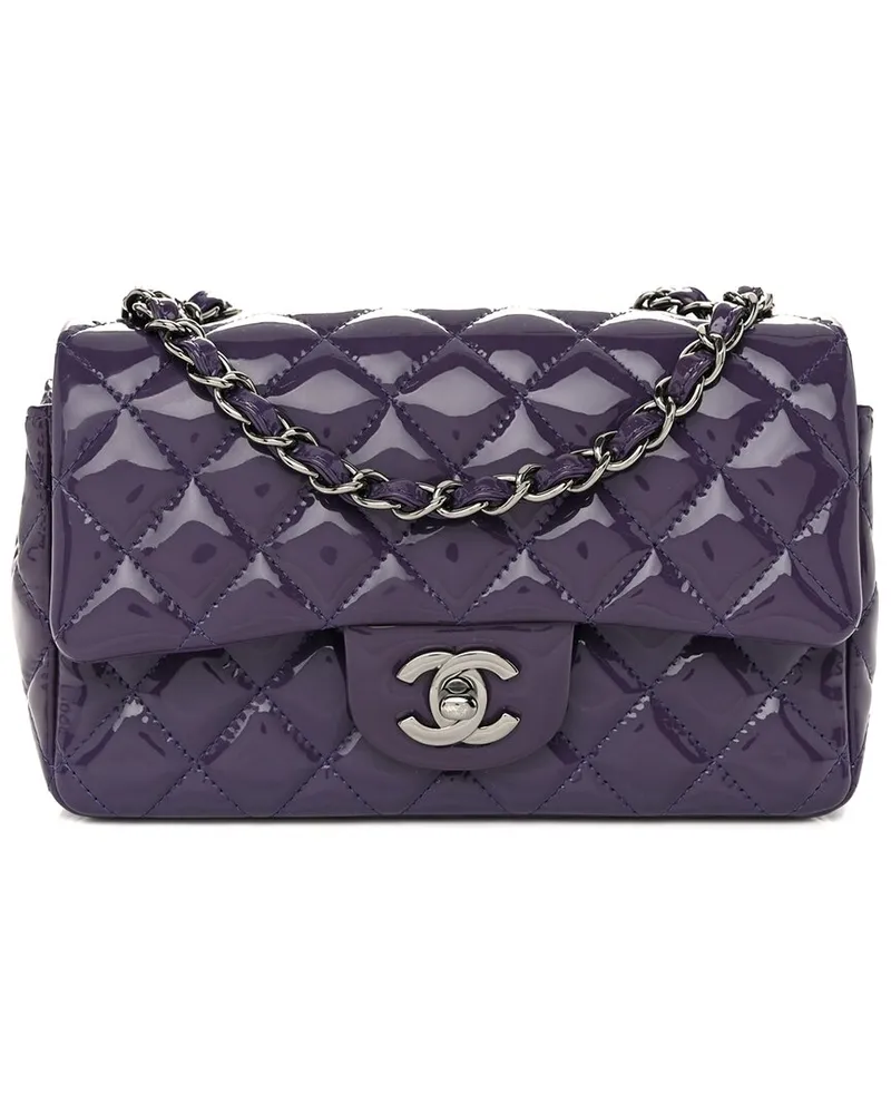 Chanel Purple Patent Quilted Leather Mini Rectangular Flap (Authentic Pre-  Loved Nocolor