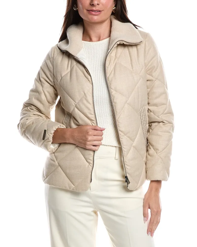 Peserico Wool & Cashmere-Blend Coat Tan