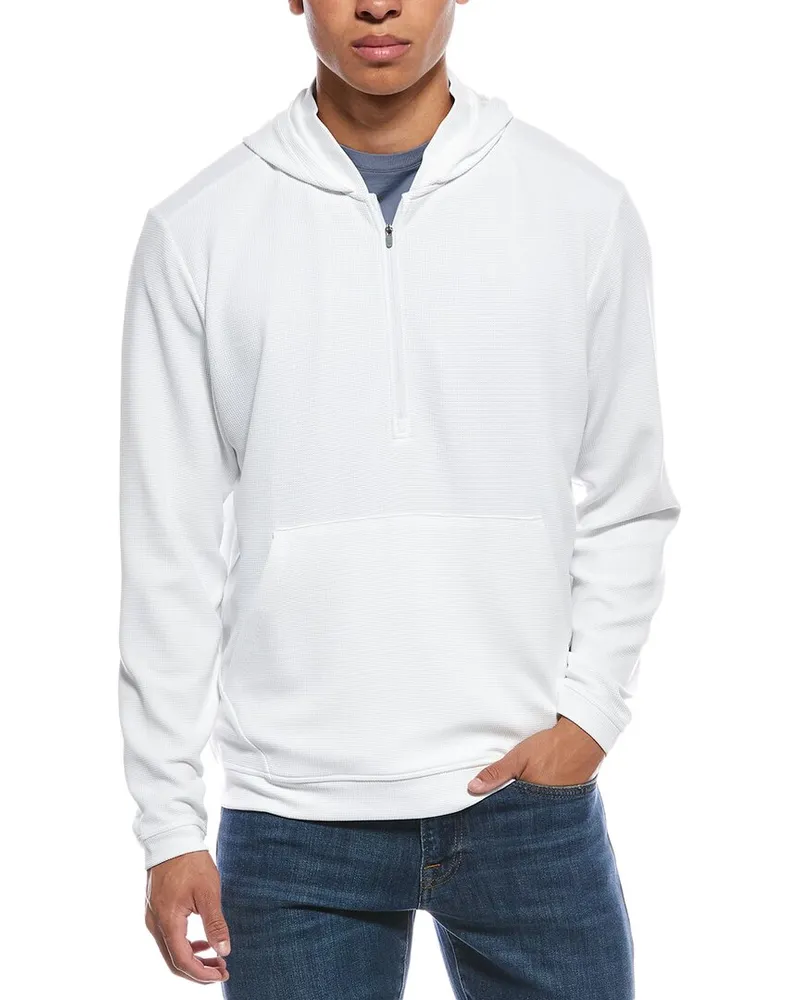 Peter Millar Grid Performance 1/2-Zip Hoodie White