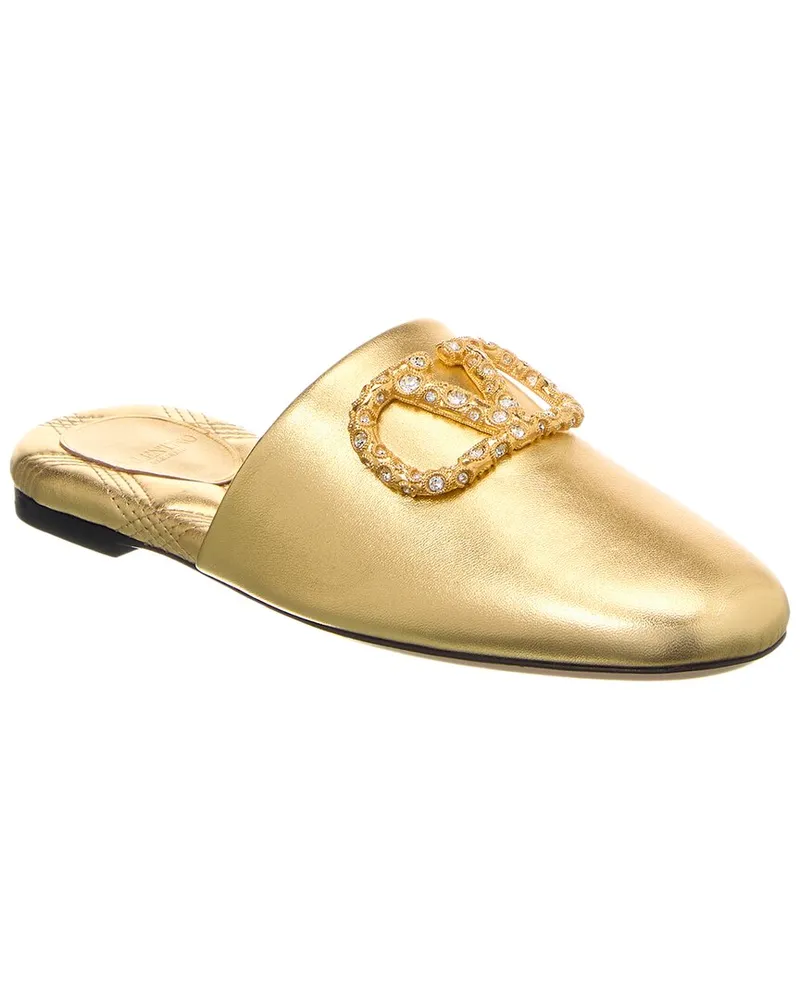 Valentino Garavani Vlogo Signature Leather Mule Gold