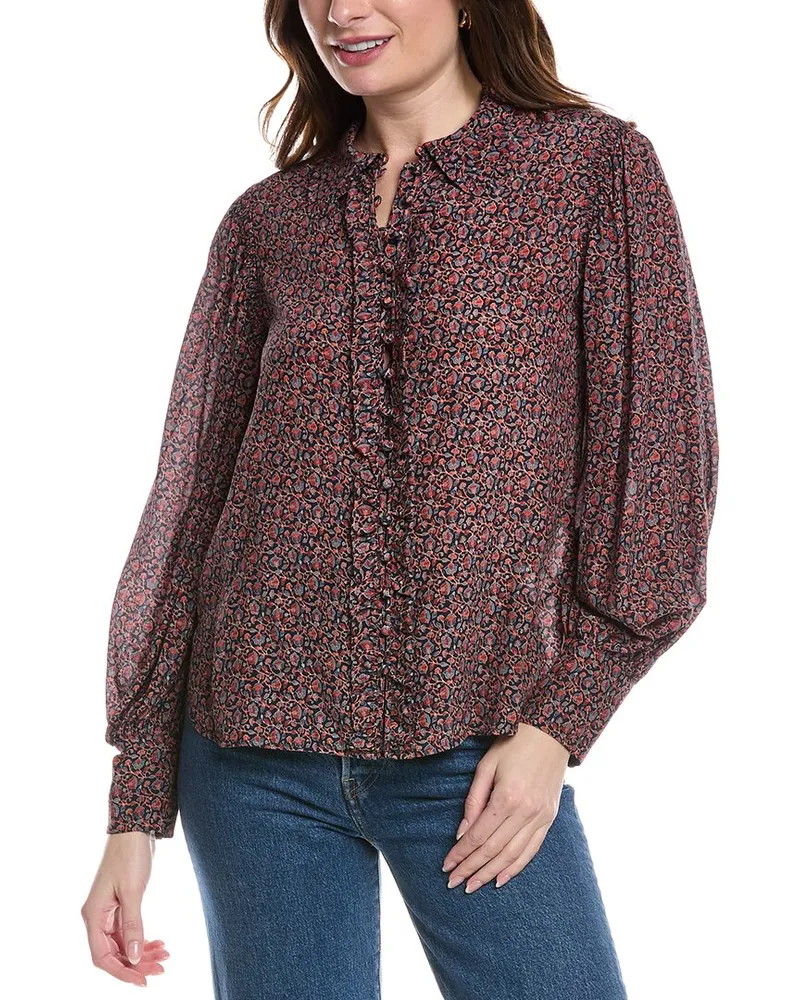 Rebecca Taylor Wren Fleur Silk Blouse Blue
