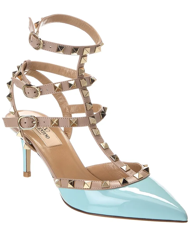 Valentino Garavani Rockstud Caged 65 Patent Ankle Strap Pump Nocolor