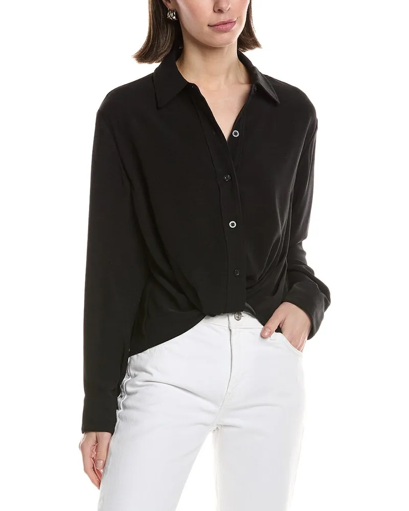 HUDSON Jeans Knotted Button-Down Shirt Black