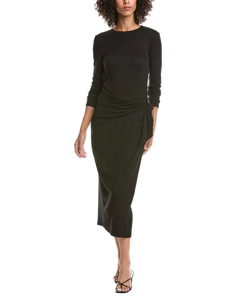 Michael Stars Yessenia Faux Wrap Midi Dress Black