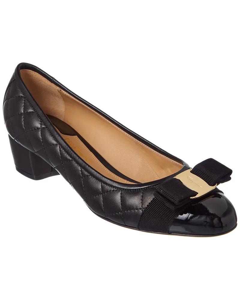 Ferragamo Vara Quilted Leather Pump Black