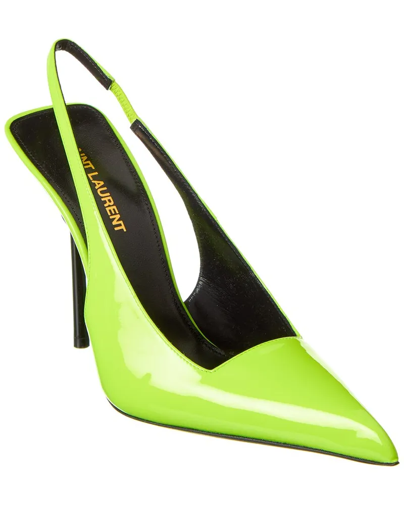 Saint Laurent Kiss 105 Leather Slingback Pump Yellow