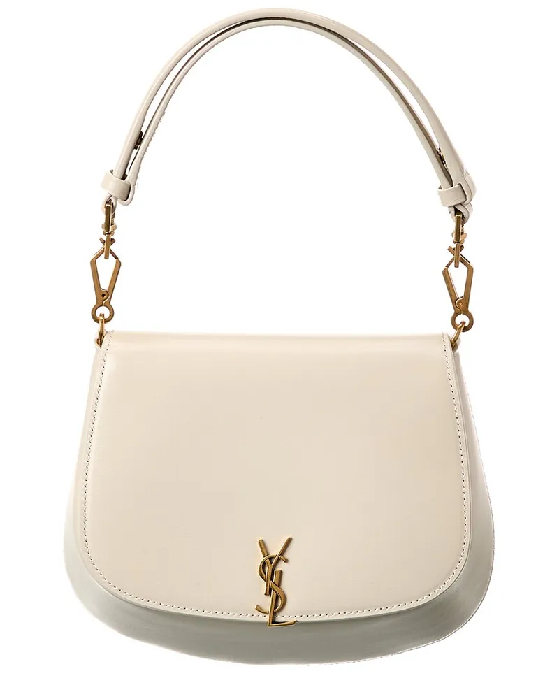 Saint Laurent Voltaire Top Handle Leather Satchel White