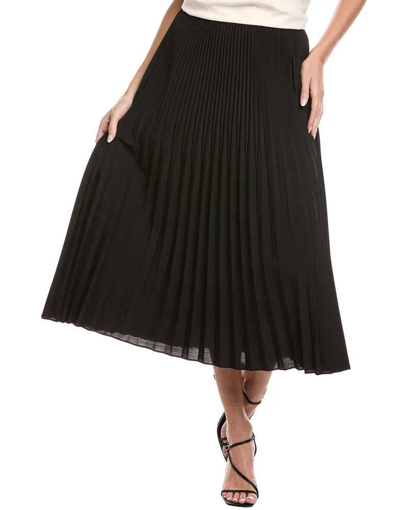 Eileen Fisher Petite Pleated Wool & Silk-Blend A-Line Skirt Black