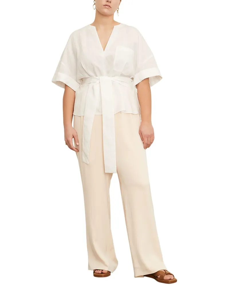 Vince Cuffed V-Neck Blouse Nocolor