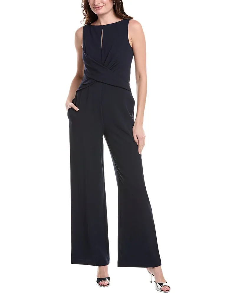 Vince Camuto Crisscross Crepe Jumpsuit Blue