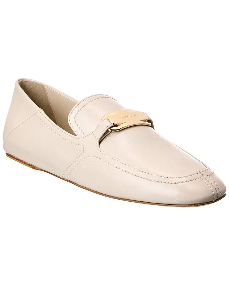 Ferragamo New Vara Buckle Leather Loafer White
