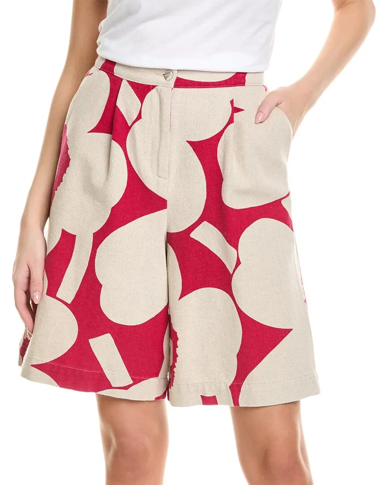 Marimekko Hyoky Unikko Linen-Blend Short Pink