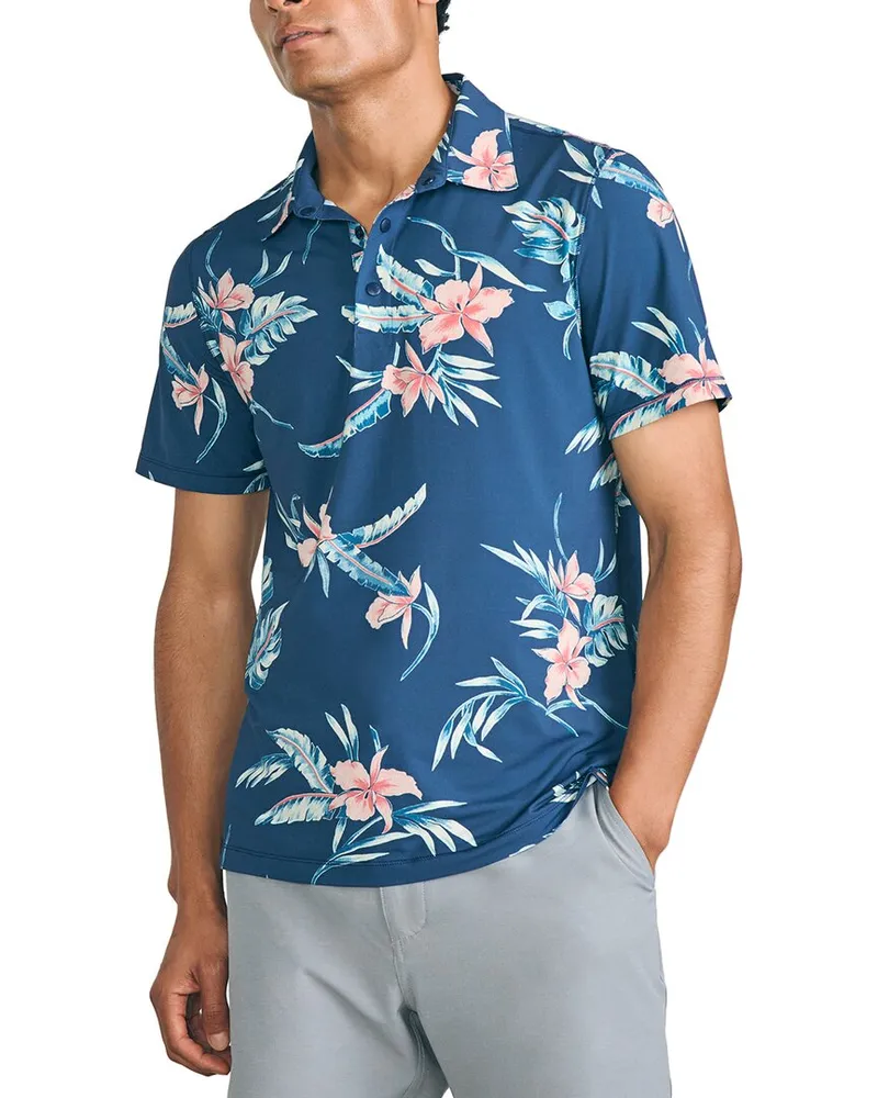 Faherty Shorelite Up Polo Blue