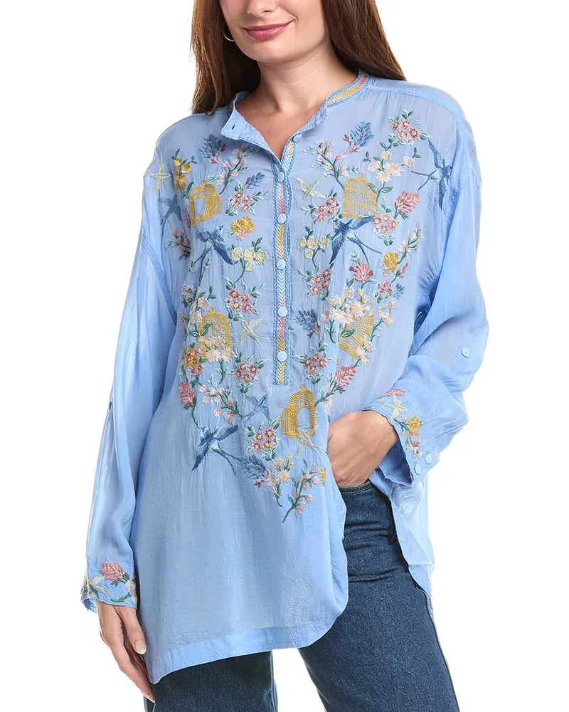 Johnny Was Plus Zinnia Tunic Blue
