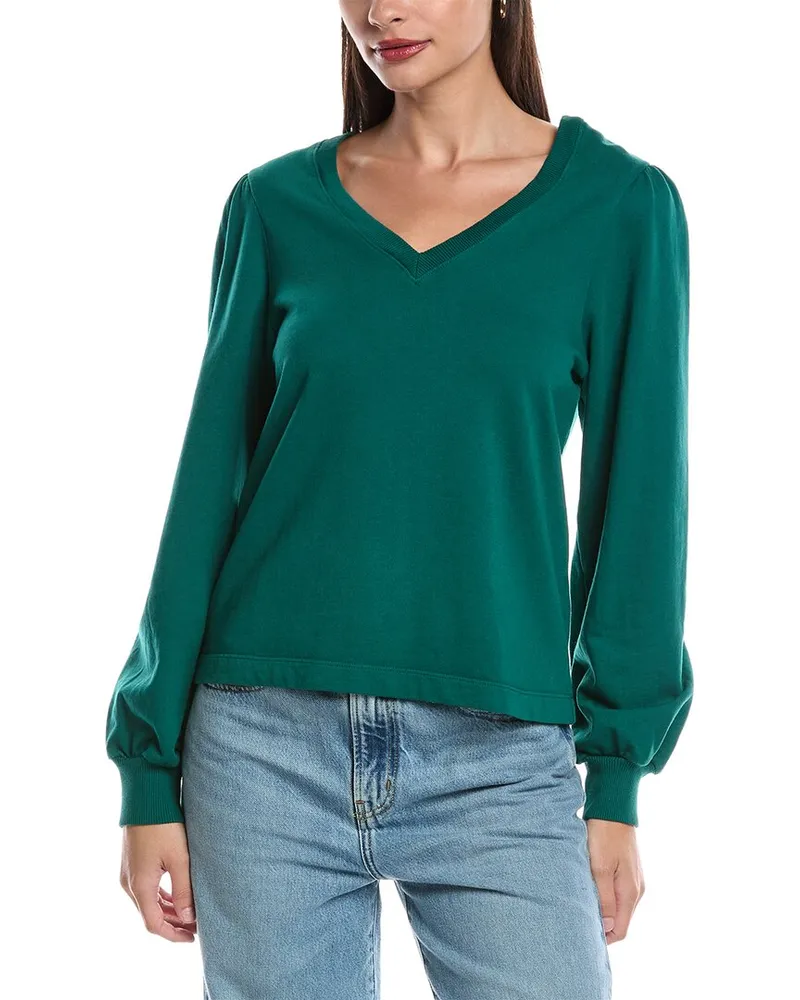 Michael Stars Tam Puff Sleeve Sweater Green