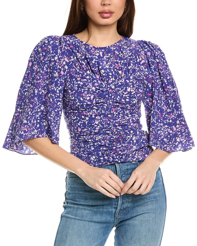 Isabel Marant Isabel Marant E'toile Lidiane Silk-Blend Blouse Blue