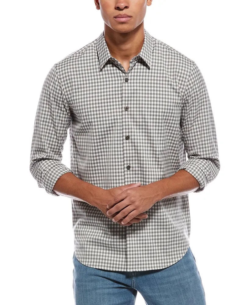 Theory Ramy Plaid Shirt Gray