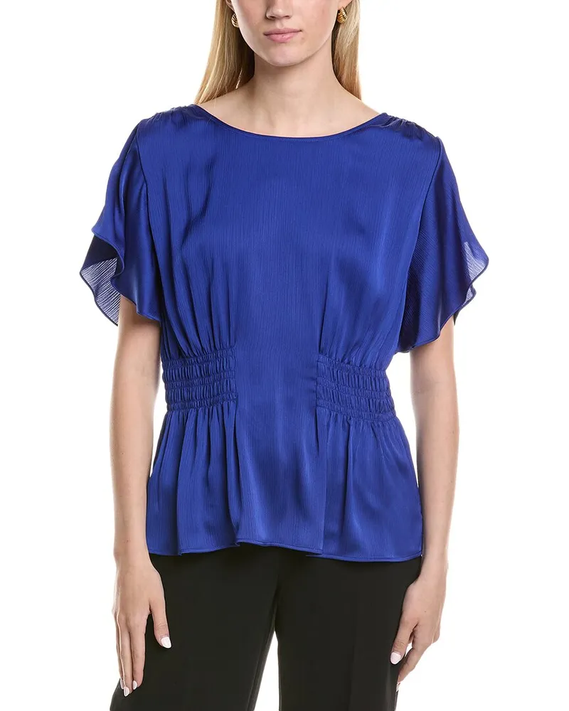 Anne Klein Flutter Sleeve Blouse Blue
