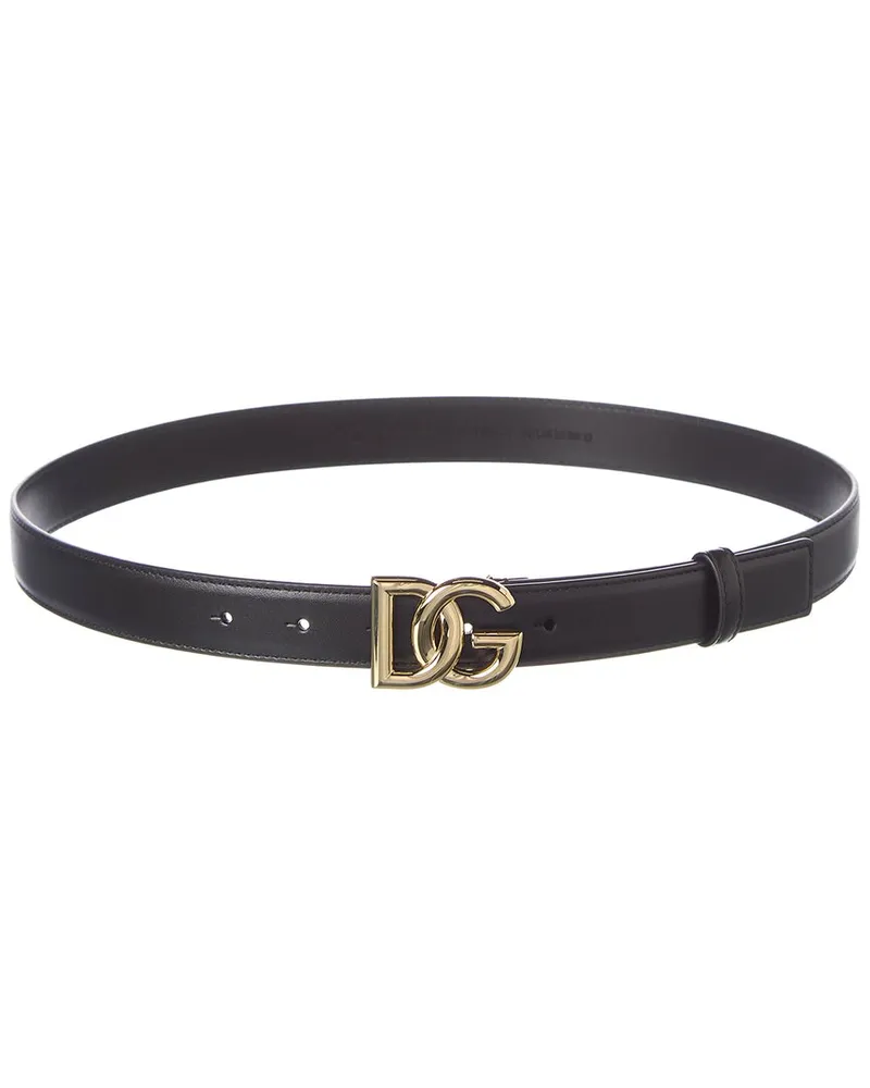 Dolce & Gabbana DG Logo Leather Belt Black