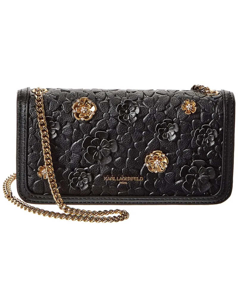 Karl Lagerfeld Kosette Small Leather Shoulder Bag Black