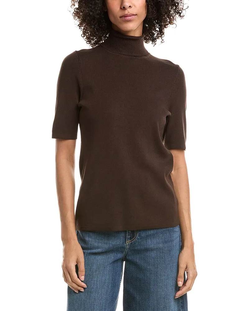 Anne Klein Half Sleeve Turtleneck Sweater Brown