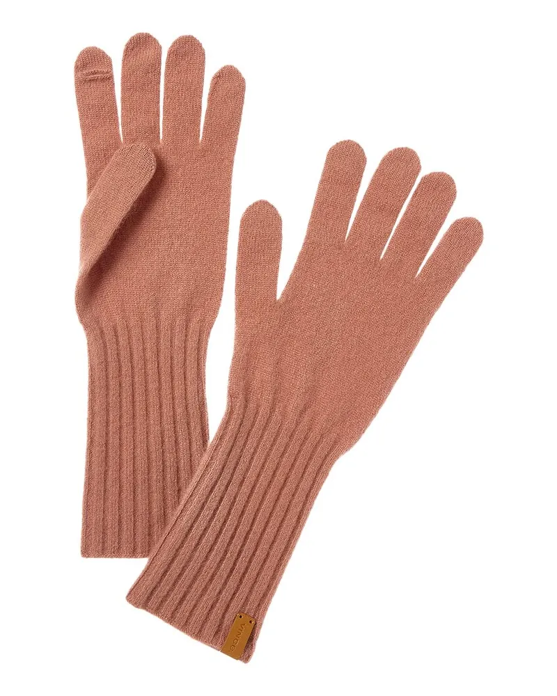 Vince Boiled Cashmere Knit Gloves Pink
