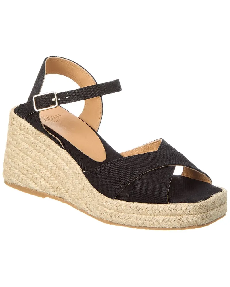 Castañer Thea Jute Wedge Sandal Black