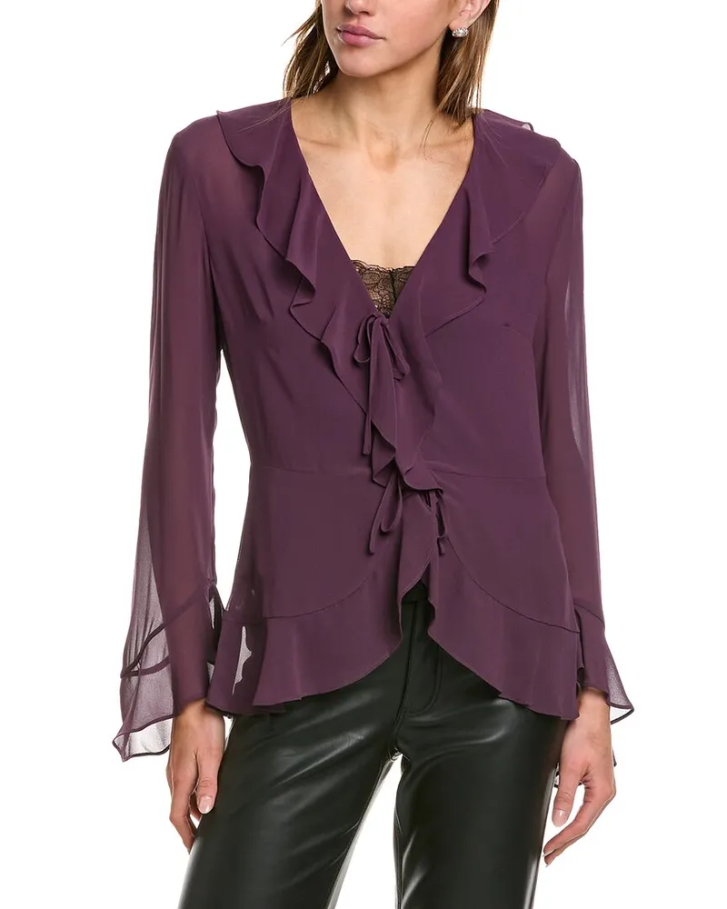 BCBGMAXAZRIA Ruffle Blouse Purple