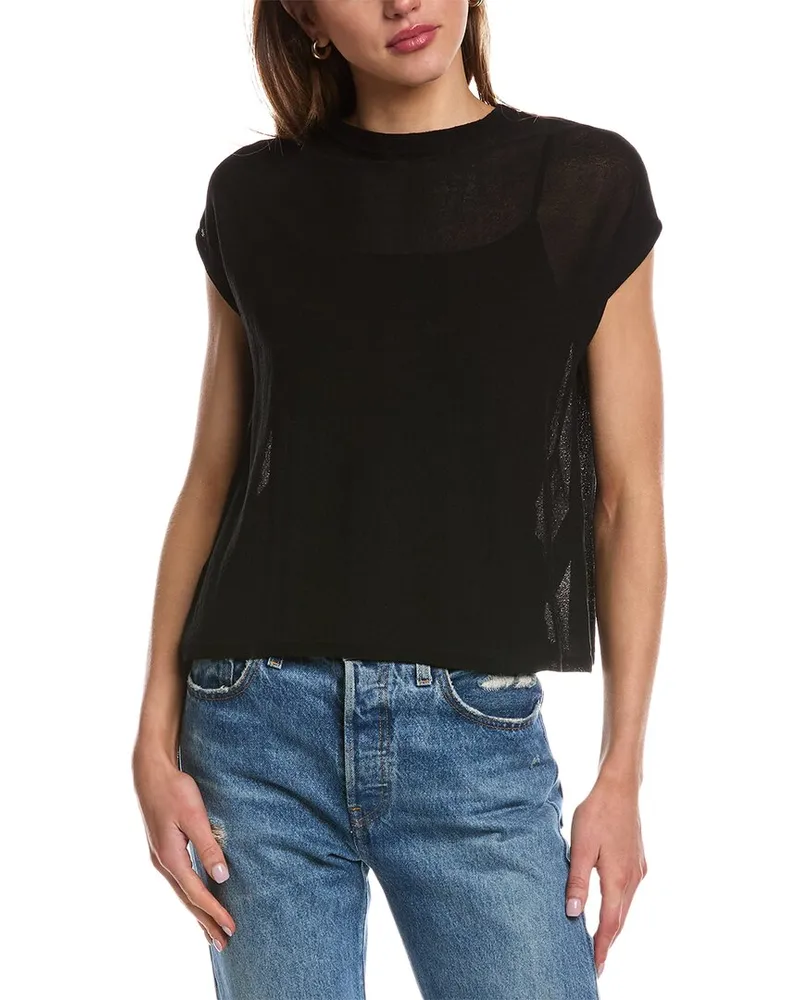 Eileen Fisher Petite Funnel Neck Dropover Black
