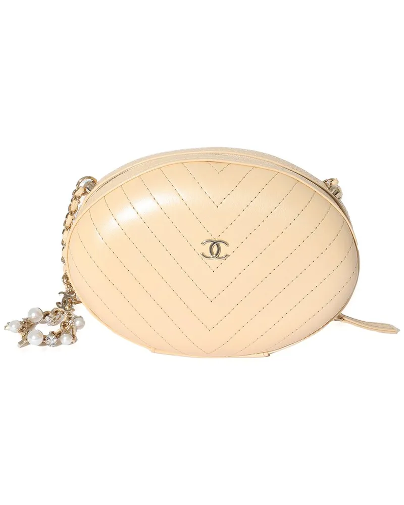 Chanel Beige Leather City Evening Box Bag (Authentic Pre-Loved Nocolor