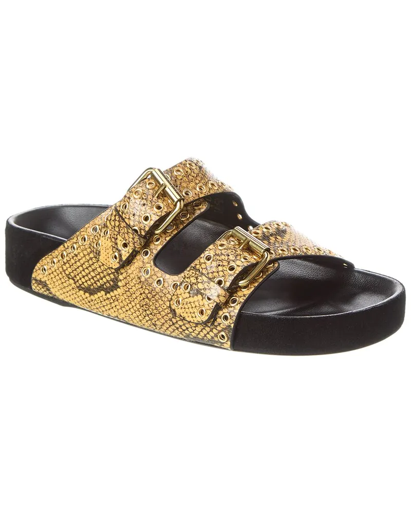 Isabel Marant Lennyo Snake-Embossed Leather Sandal Yellow