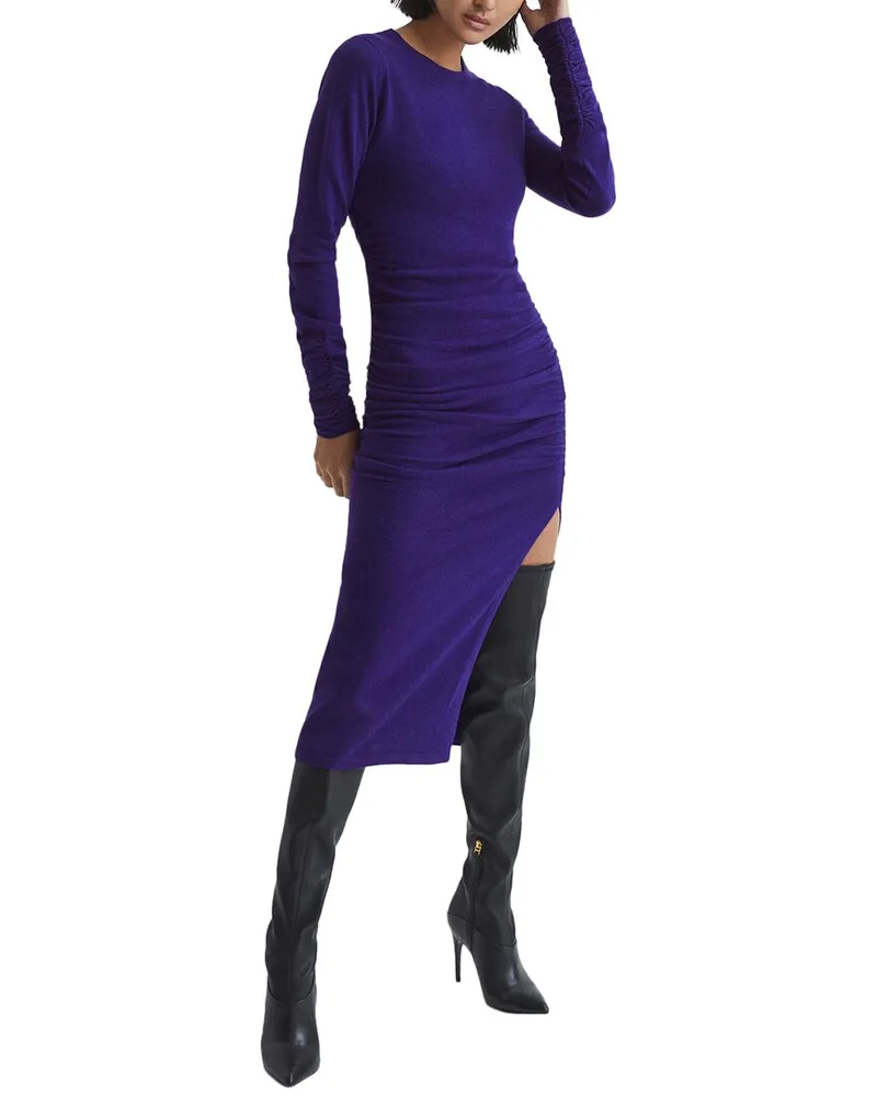 Reiss Charley Ruched Wool-Blend Midi Dress Nocolor