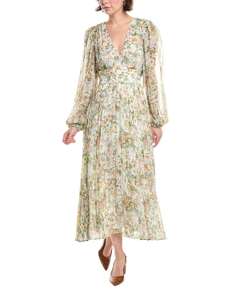 Rebecca Taylor Floral Midi Dress Green