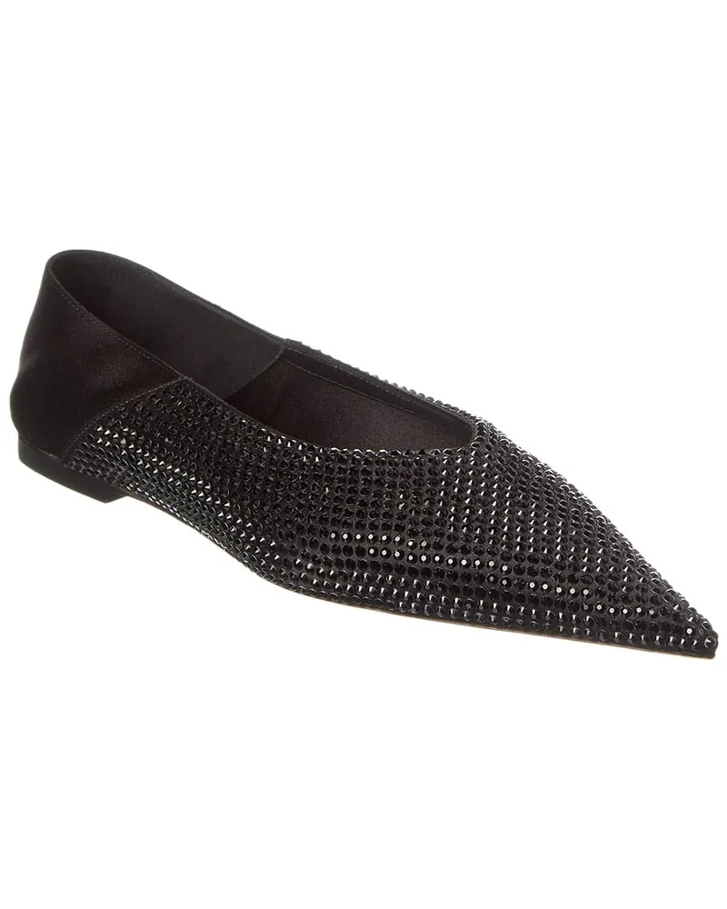 Saint Laurent Nour Satin & Rhinestone Slipper Black