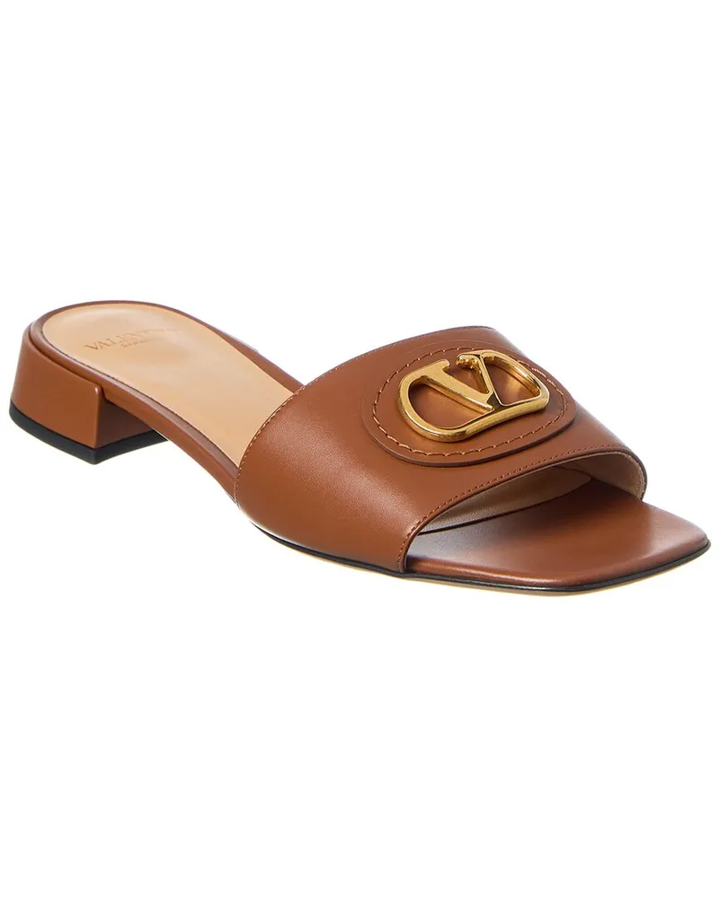 Valentino Garavani VLogo Signature Leather Sandal Brown