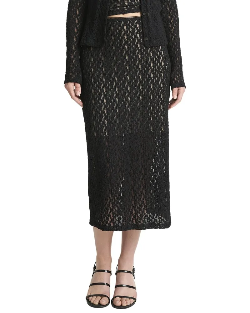 Vince Floral Smocked Skirt Black