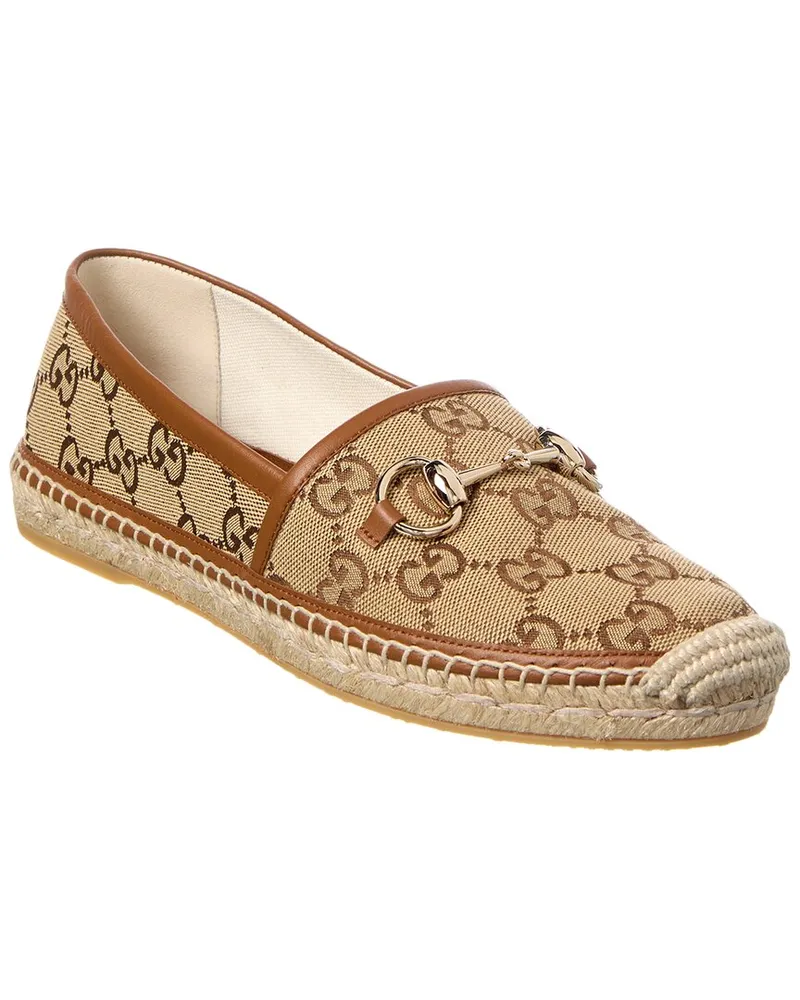 Gucci Horsebit GG Canvas & Leather Espadrille Brown