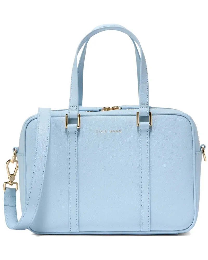 COLE HAAN Go Anywhere Leather Satchel Blue