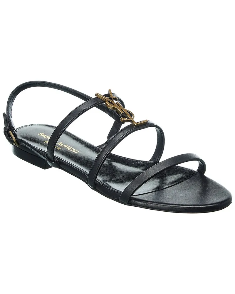 Saint Laurent Cassandra Leather Sandal Black