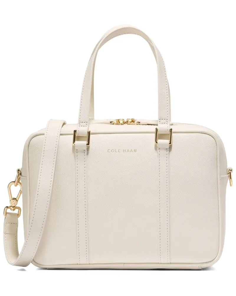 COLE HAAN Go Anywhere Leather Satchel White
