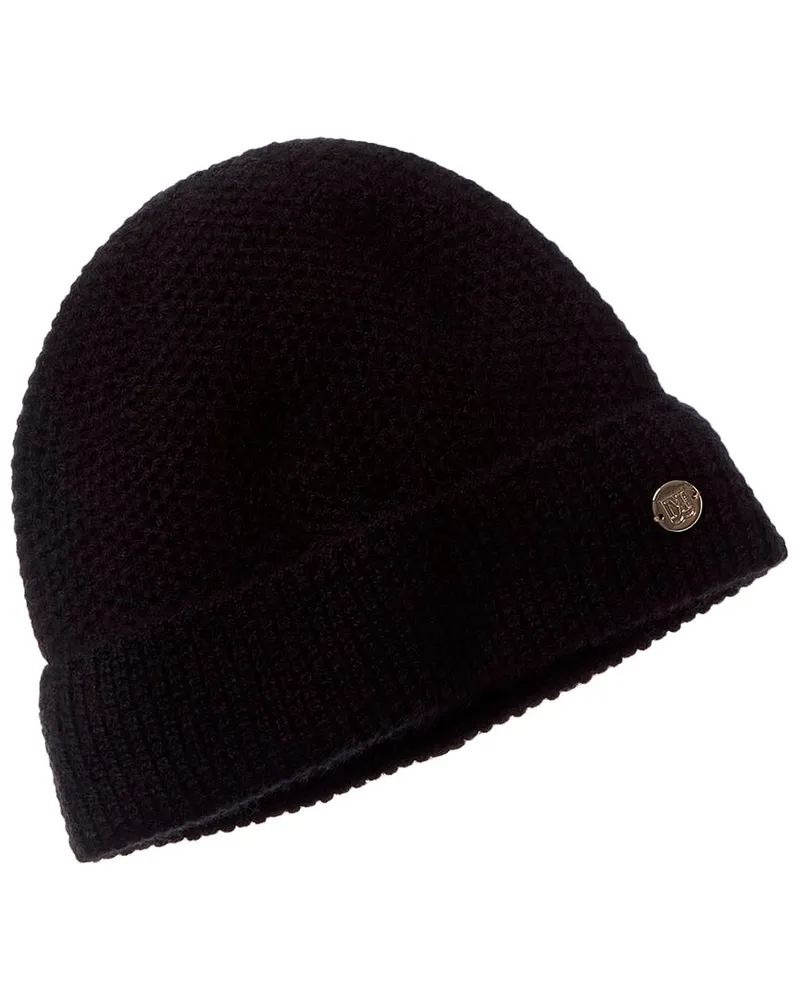 Bruno Magli Honeycomb Stitched Cuffed Cashmere Hat Black