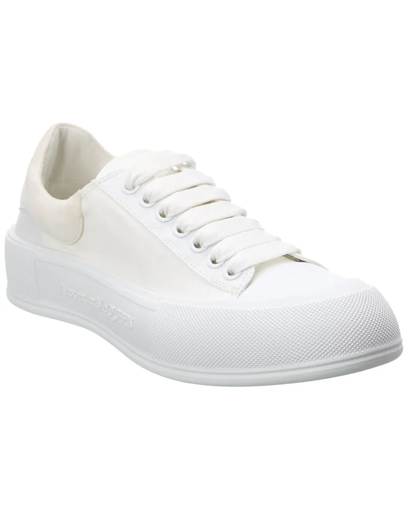 Alexander McQueen Deck Plimsoll Canvas & Suede Sneaker White