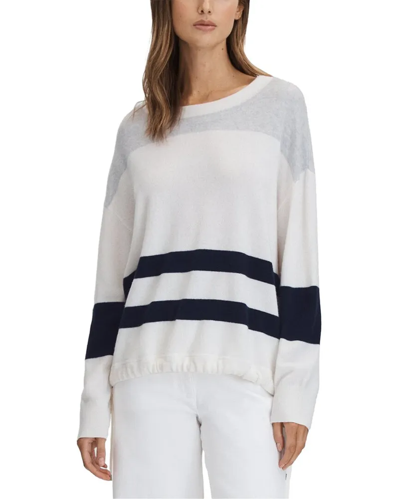 Reiss Allegra Wool & Cashmere-Blend Stripe Top White