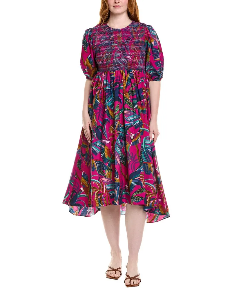 FARM Rio Rainbow Macaws Midi Dress Purple