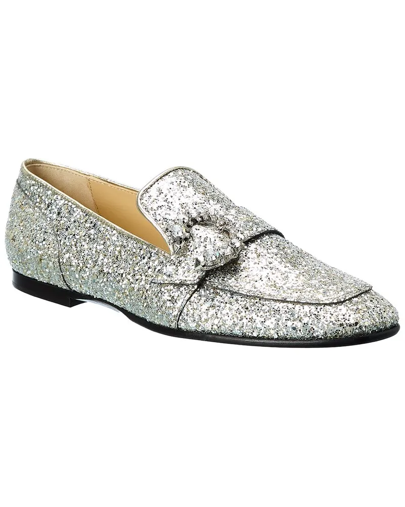 Jimmy Choo Mani Glitter Loafer Silver