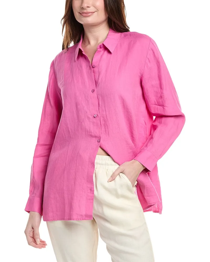 Eileen Fisher Classic Collar Linen Shirt Pink