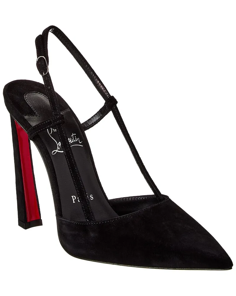 Christian Louboutin Condoroline 100 Suede Slingback Pump Black