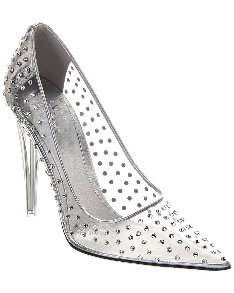 Valentino Garavani 110 Vinyl & Leather Pump Silver
