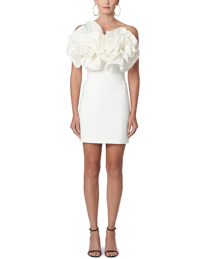 Carolina Herrera New York Strapless Silk-Trim Mini Dress White