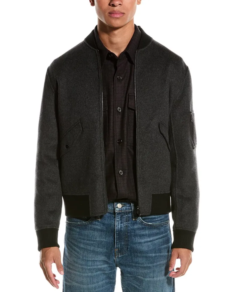 Theory Flight Wool & Cashmere-Blend Bomber Jacket Grey